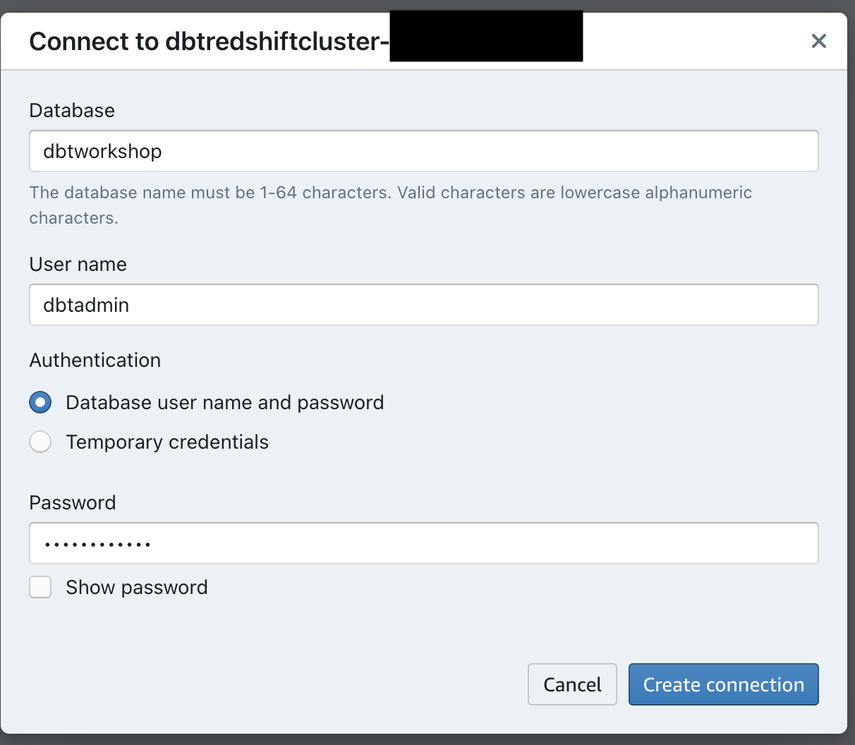 Connect to Redshift Cluster